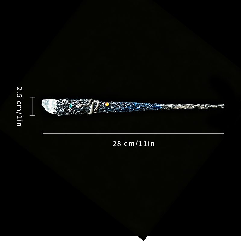 Silver Serpent Clear Quartz Magic Wand