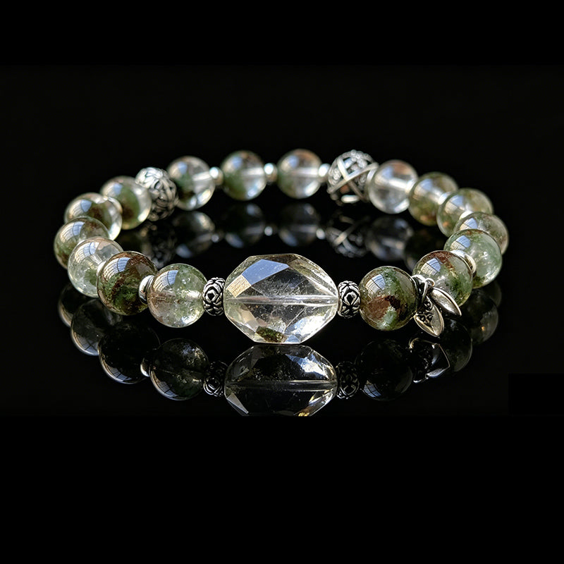 Natural Green Phantom Quartz Bracelet Healing Bracelet for Energy Balance Wealth