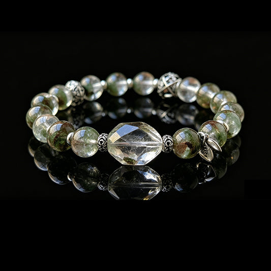 Natural Green Phantom Quartz Bracelet Healing Bracelet for Energy Balance Wealth