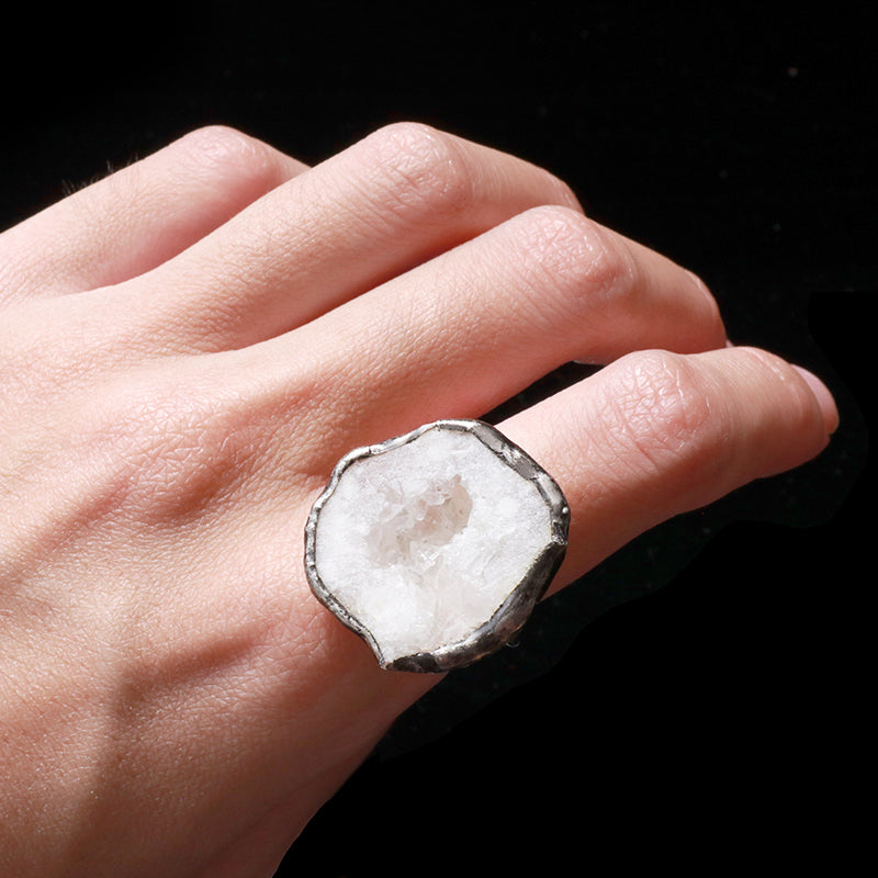 Natural Druzy Crystal Ring